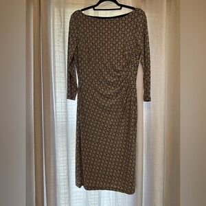 SOLD Ralph Lauren Black & Brown Geometric Long Sleeve Dress